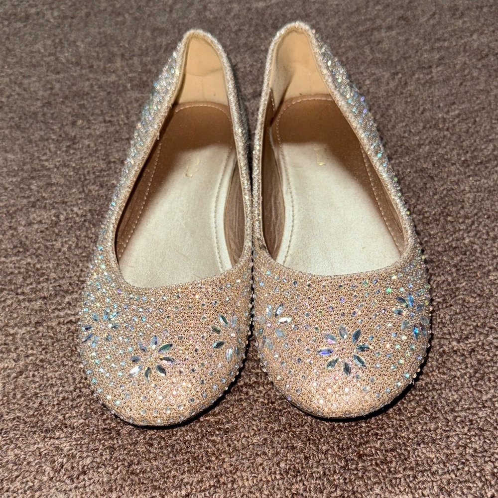 Dream Pairs Sparkling Gold/Silver Girls Dressy Flats